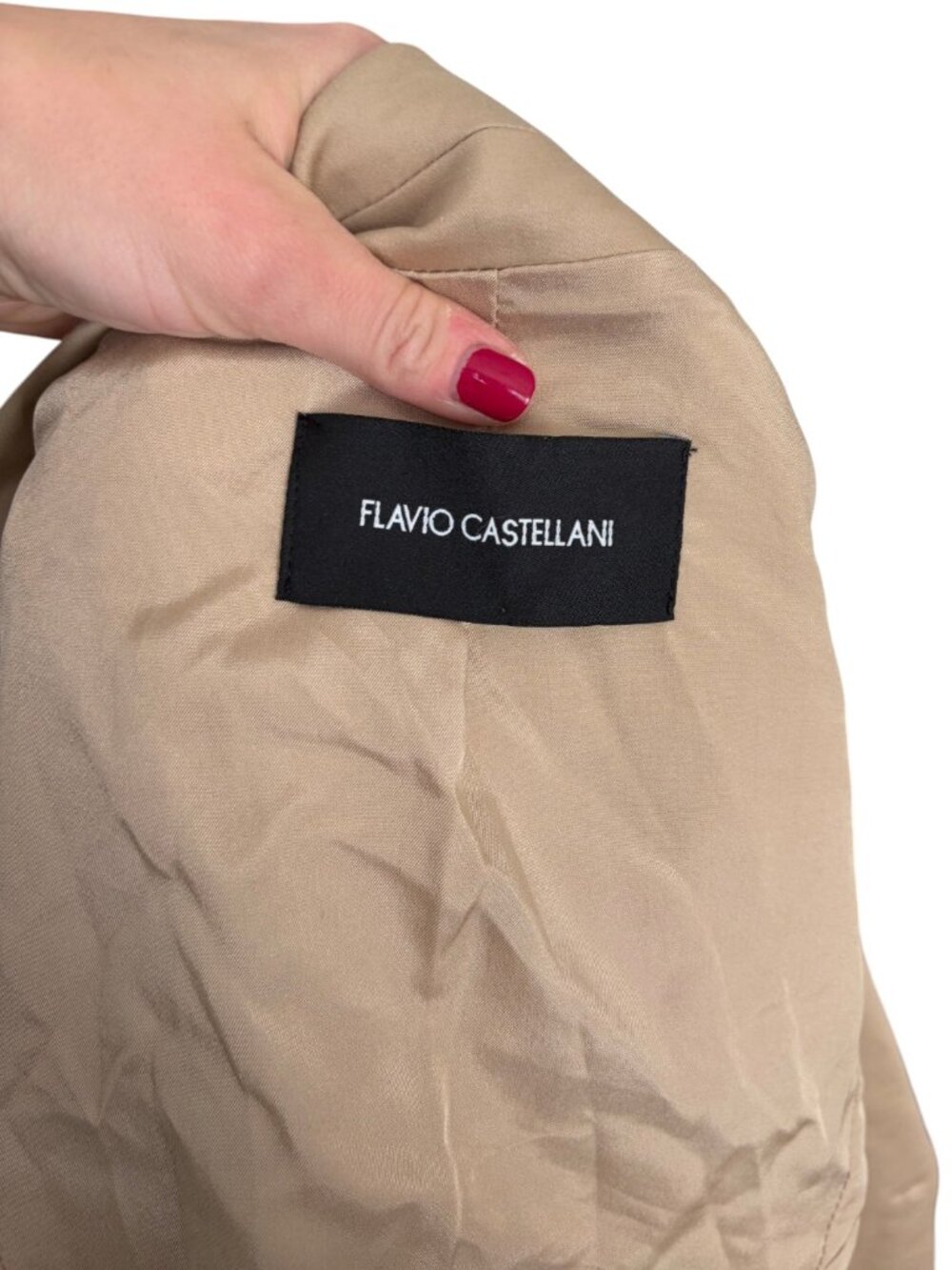 Flavio Castellani Tan Beige Blazer Jacket Cotton Stretch Italy Size 40 Medium - Picture 3 of 6